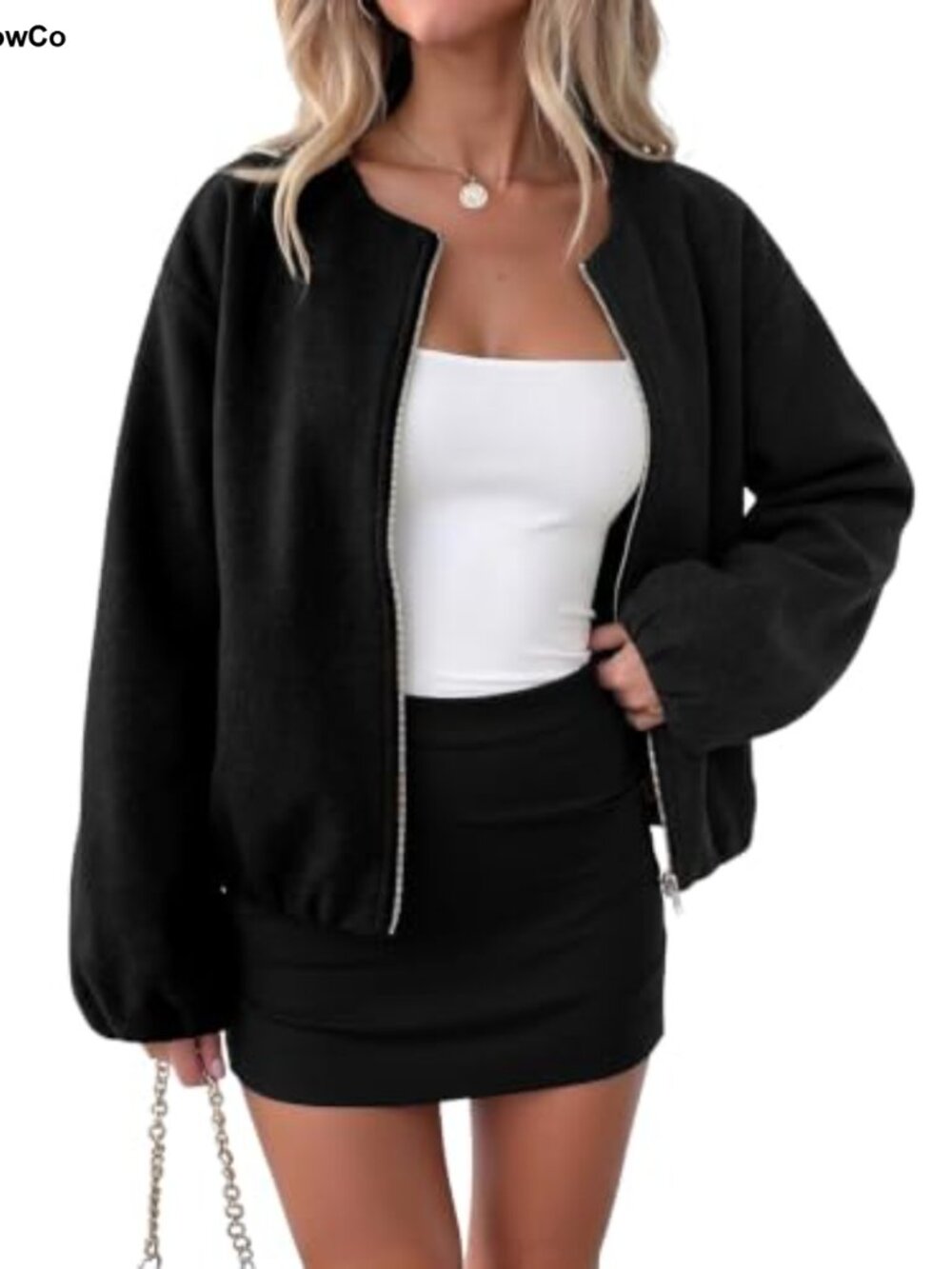 Women's Lightweight Bomber Jacket Long Sleeve Zip Up Casual Coat with Pockets